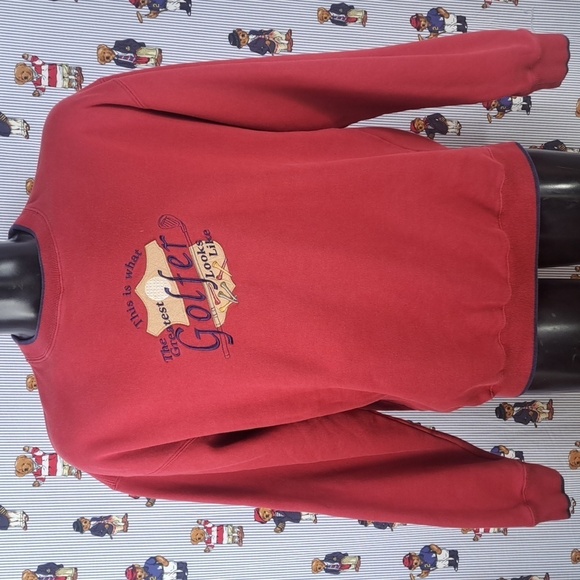Y2K Greatest Golfer embroidered & patched golf spellout XL burgundy sweatshirt - Picture 2 of 6